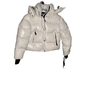 NWT SAM Jordy Jacket in pearl white down wind & water resistant cropped